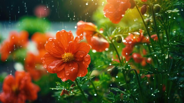 Росистые цветы, яркий дождь, поцелуи цветов в Natures Touch