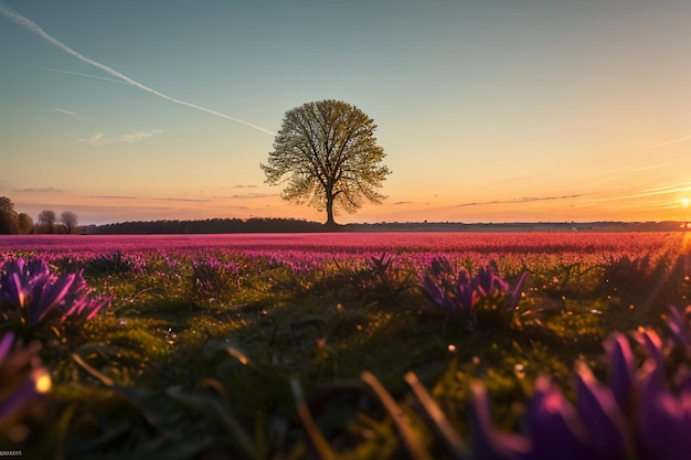 Dewy meadow at dawn sunrise sunset the most beautiful natural scenery wallpaper background