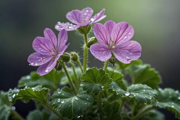 Foto il geranio mattutino fiorisce