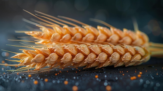 Dewy Wheat Spikelet op donkere achtergrond