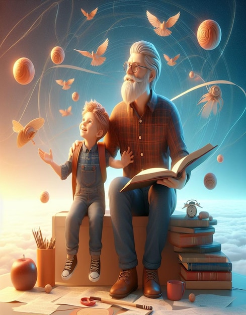 Foto deze 3d-illustratie is ontworpen voor happy fathers day