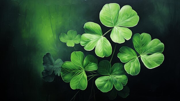 Deze afbeelding toont levendige groene vierbladige klauwen geschilderd St Patrick's Day concept
