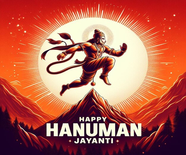 Deze illustratie is gegenereerd voor de hindoeïstische mythologische gebeurtenis Hanuman Jayanti