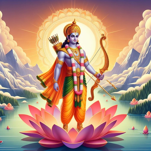 Deze illustratie is gegenereerd voor mythologische gebeurtenissen zoals Ram Navami Janmashtami Dussehra