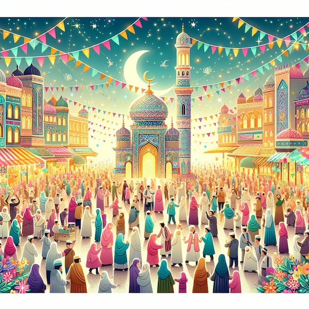 Deze illustratie is gemaakt voor Eid al Fitr Eid al Adha en Mahe Ramadan