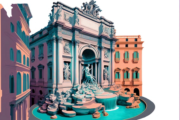 Deze illustratie toont de iconische Fontana di Trevi Trevi fontein in Rome Italië