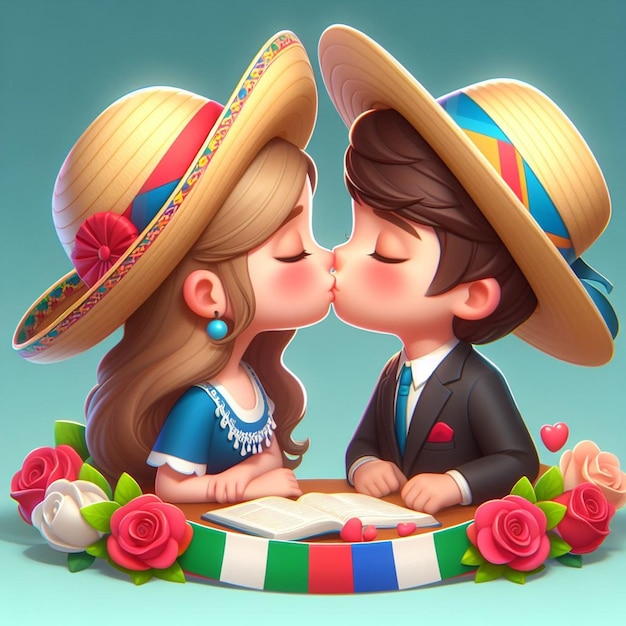 Foto deze prachtige illustratie is gemaakt voor de internationale dag van de kussen en valentijnsdag