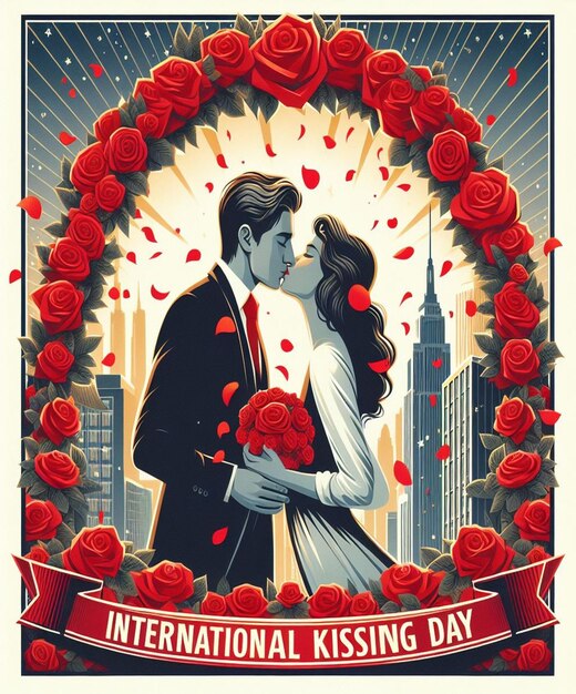 Foto deze schattige 3d-afbeelding is gegenereerd voor international kissing day en valentine's day witte dag