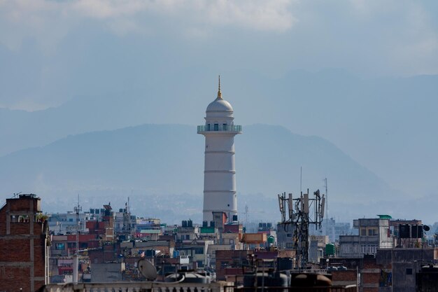 Photo dharahara high tower a circular balcony sundhara kathmandu nepal