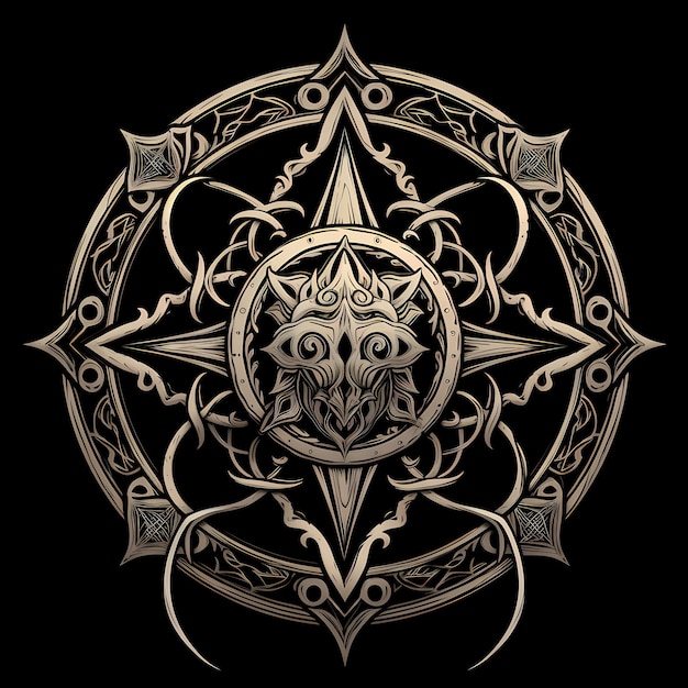 Premium Photo | Dharma wheel buddhism tattoo design illustration