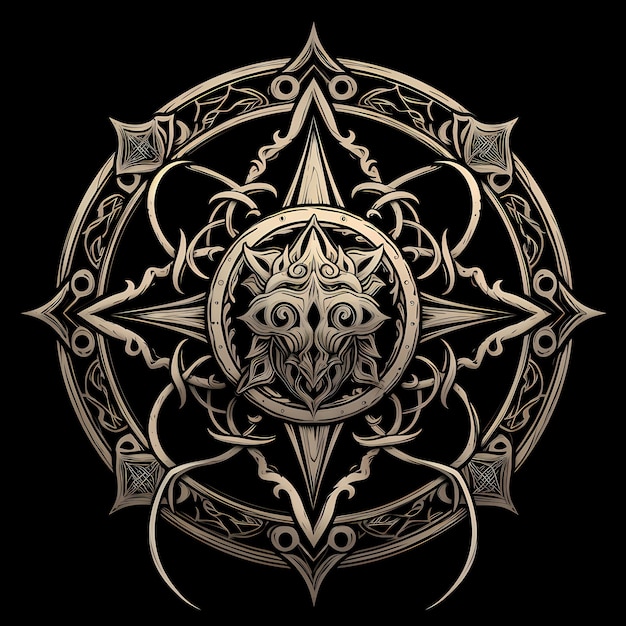 dharma wheel buddhism tattoo design illustration