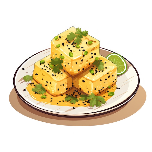 Dhokla Clipart Spongy and Savory Steamed Snack from Gujarati Cuisine