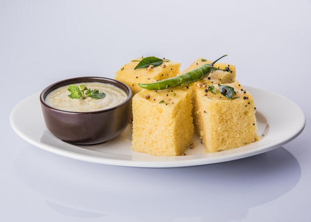 Dhokla is a veg food snack or breakfast item from indian state
of gujarat