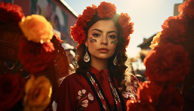 Foto dia de la raza celebrazione ritratto fotografia concetto creativo