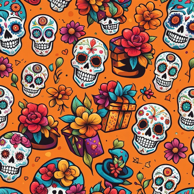 Dia de los Muertos aka Day of the Dead and La Catrina illustration