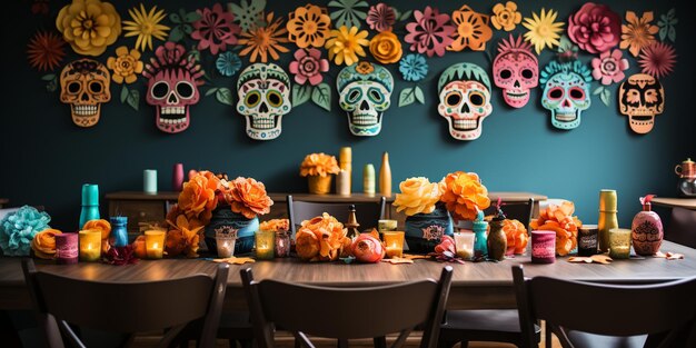 Photo a dia de los muertos celebration sugar background