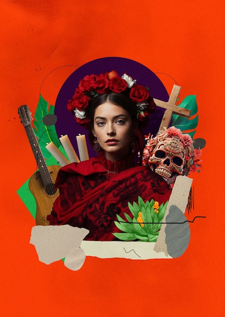 Dia de los muertos collage design