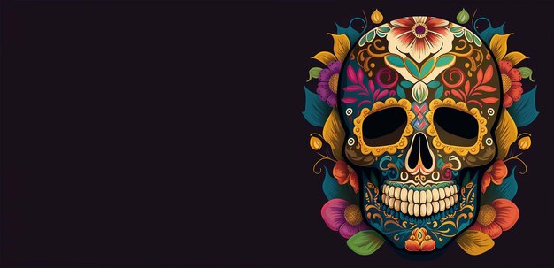 Dia de Los Muertos Dag van de doden met suikerschedel generatieve ai