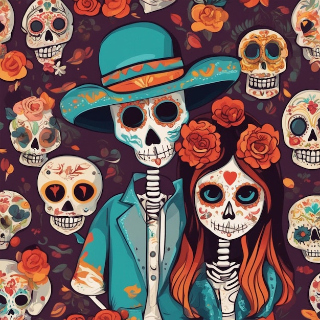Dia de los muertos Dag van het dode Mexicaanse vakantiefestivalbehang