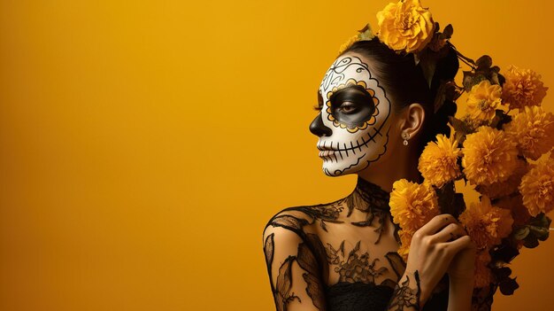 Dia de los muertos day of the dead female skull mask