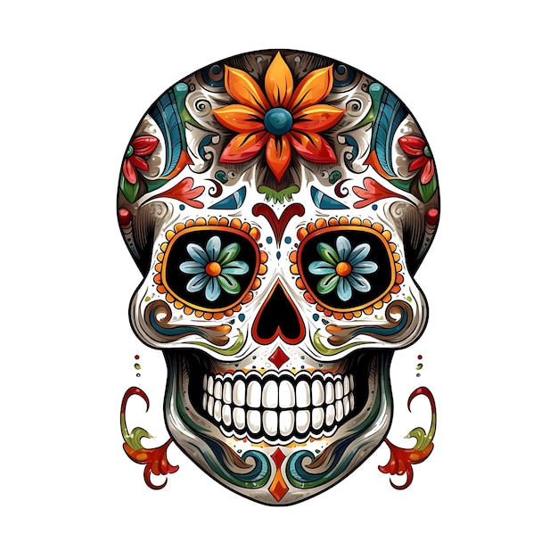 Dia de los Muertos Day of the Dead Traditional mexican floral Sugar skull or halloween holiday