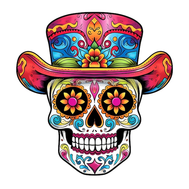 Photo dia de los muertos day of the dead traditional mexican floral sugar skull or halloween holiday