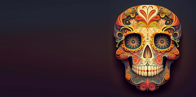 Dia de Los Muertos Day of the dead with sugar skull generative ai