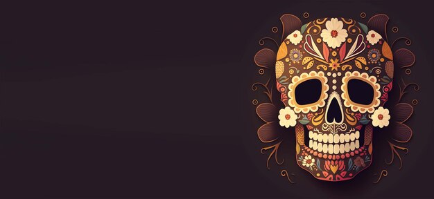Dia de Los Muertos Day of the dead with sugar skull generative ai