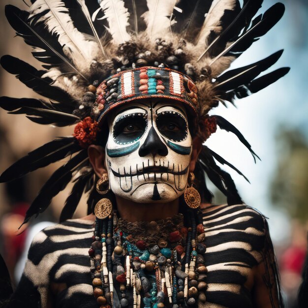 Dia DE Los Muertos face painting Mexican Holiday Native American