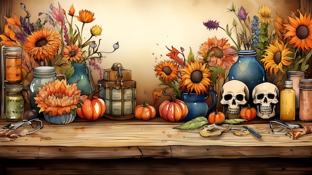 Dia de los muertos frame background illustration with skeleton Day of dead concept