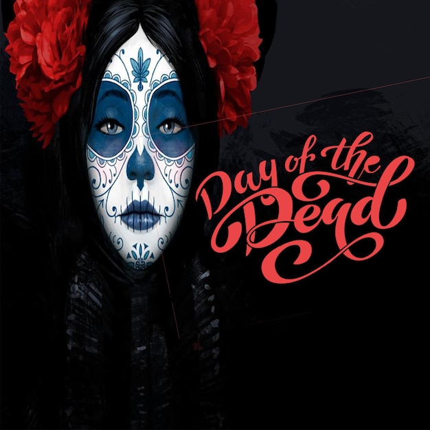 Dia de los muertos girl face painting vector design day of dead