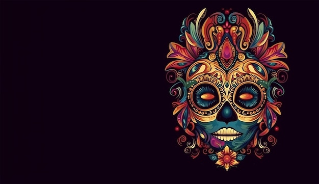 Dia de los muertos Maxican mask girl Generative Ai