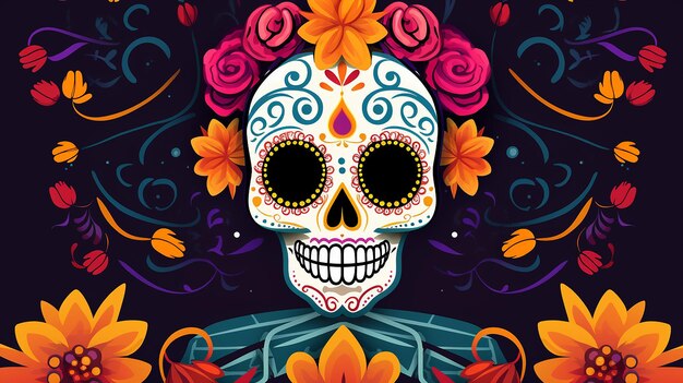 Dia de los muertos schedel achtergrond evenement behang attributen en tradities