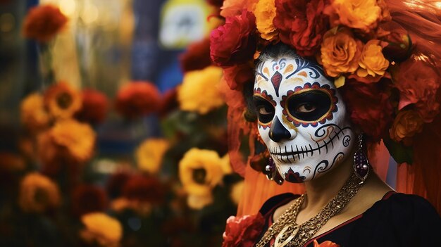 Dia de los muertos schedel achtergrond evenement behang attributen en tradities