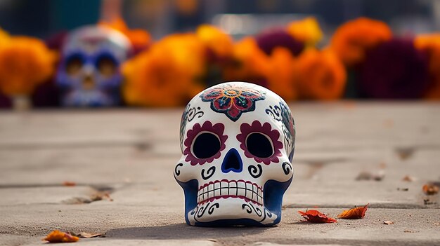 Dia de los muertos schedel achtergrond evenement behang attributen en tradities