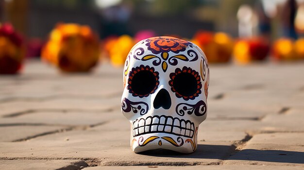 Dia de los muertos schedel achtergrond evenement behang attributen en tradities