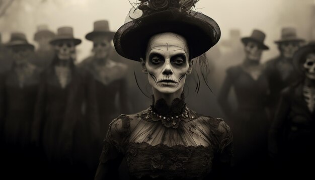 Foto dia de los muertos seppia