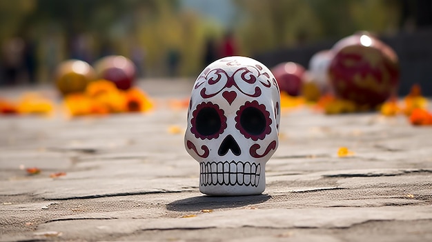 Foto dia de los muertos cranio sfondo evento carta da parati attributi e tradizioni