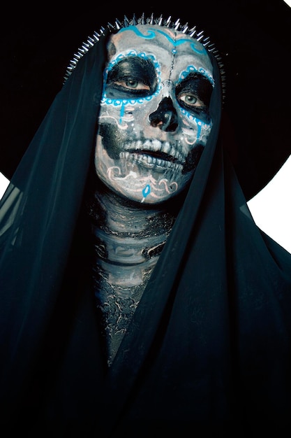 dia de  los muertos  skull make up portrait