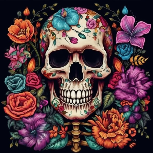 dia de los muertos skull wallpaper