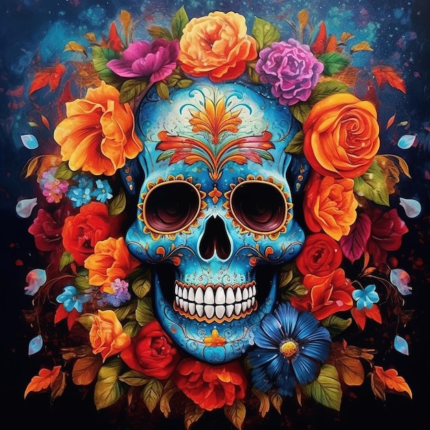 dia de los muertos skull wallpaper