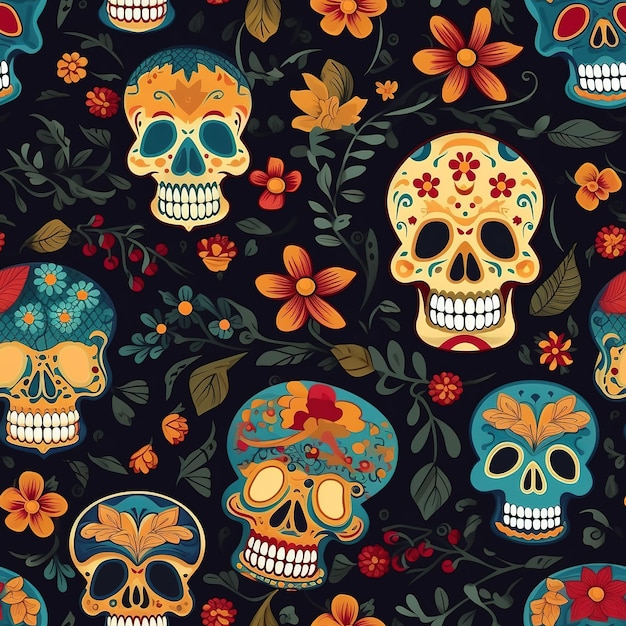 dia de los muertos skull wallpaper