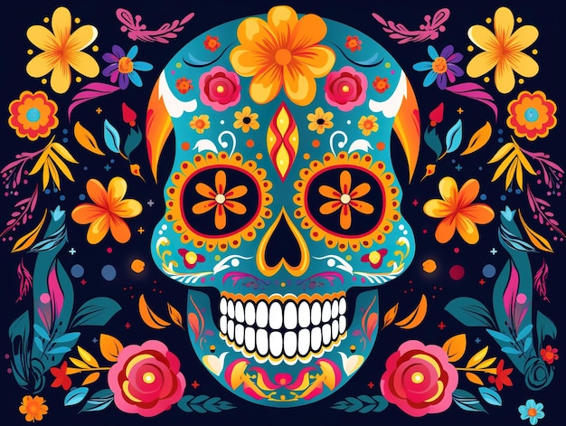 dia de los muertos skull wallpaper