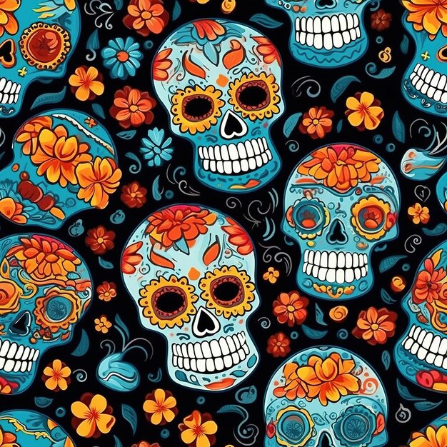 dia de los muertos skull wallpaper