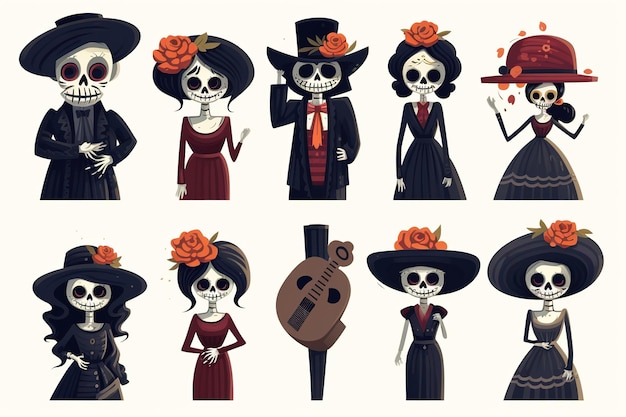 Dia de los muertos-tekenset