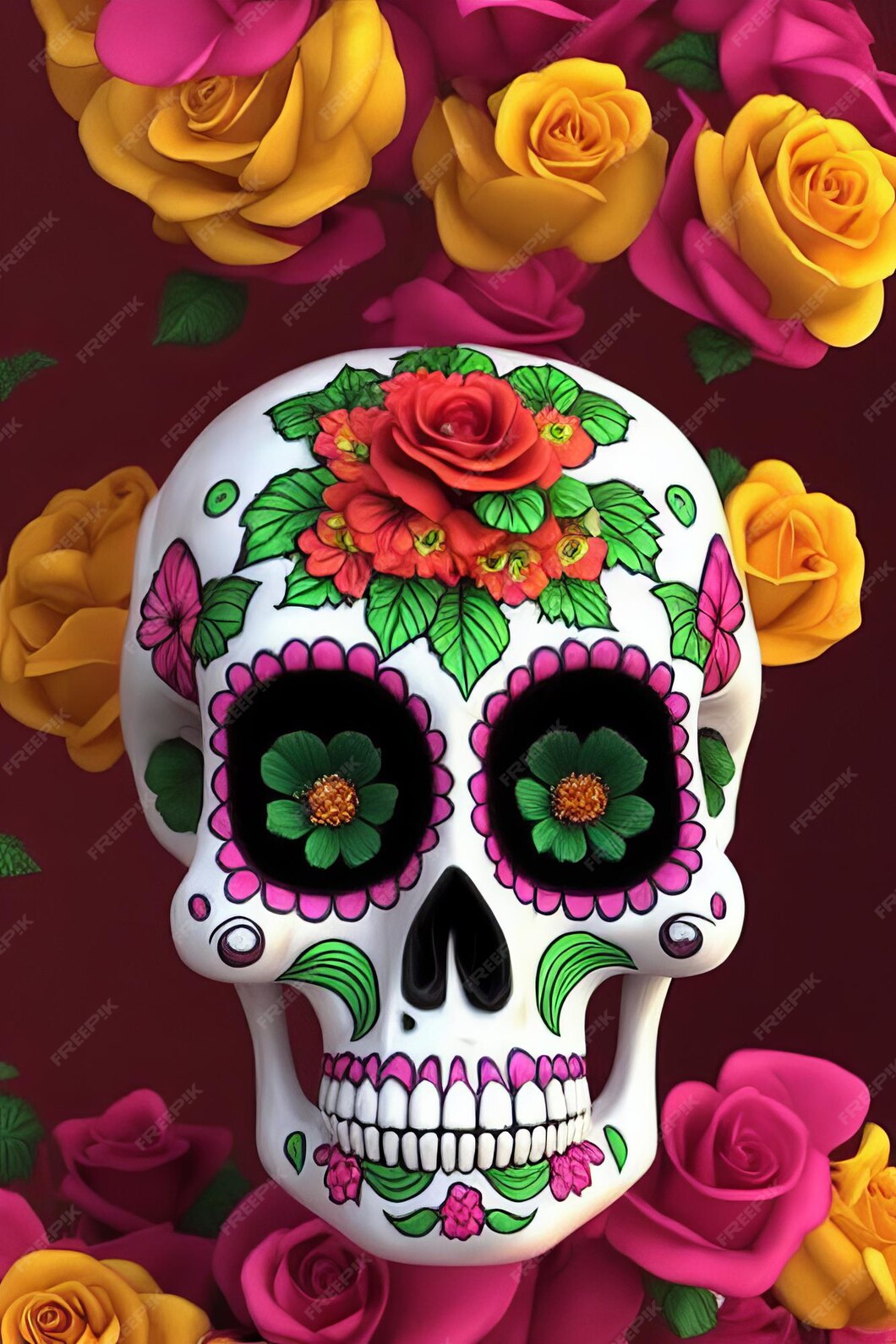 Dia de los muertos traditional calavera sugar skull