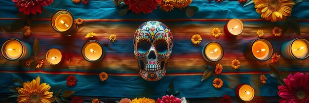 Foto dia de los muertos tribute calaveras en kaarsen