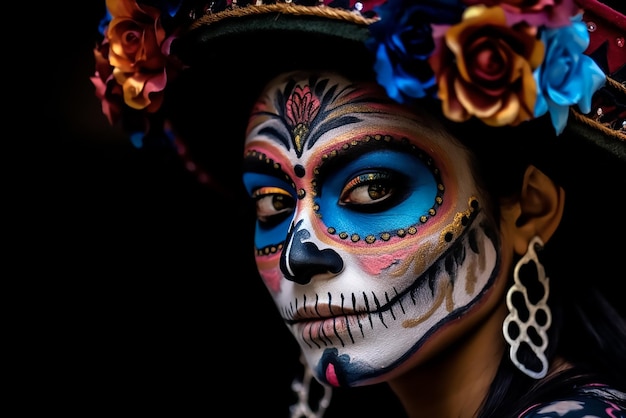 Premium AI Image | dia de los muertos woman face makeup