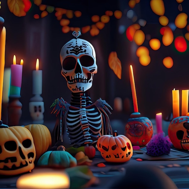 Dia de muertos elements ilustration Generative AI