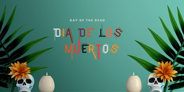 Dia De Muertos Нарисованная вручную рамка-шаблон для празднования Дня Мертвых